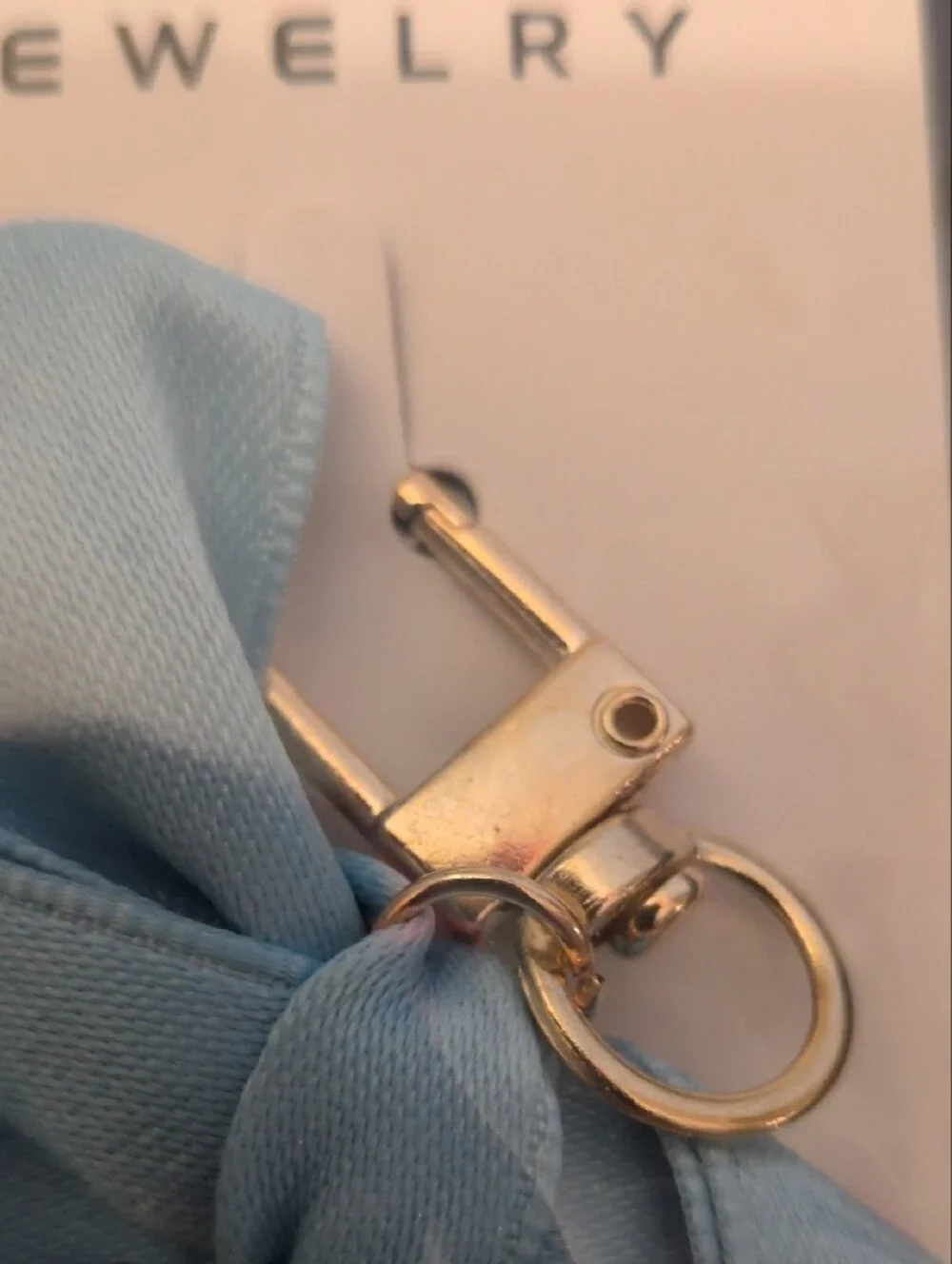 Blue Bow Pearl Keychain with Crystal Teddy Charm